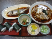 そば定食 セット　魚の煮付け